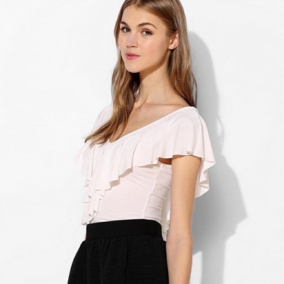 Pins And Needles Ruffle V-Neck Top BLACK - Picture 3 of 7